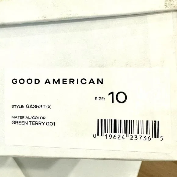 Good American Emerald Green Terry Cloth Kitten Heels - Size 10 - New in Box - Picture 11 of 11